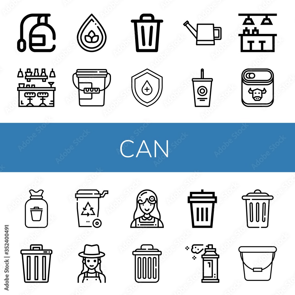 Sticker can simple icons set