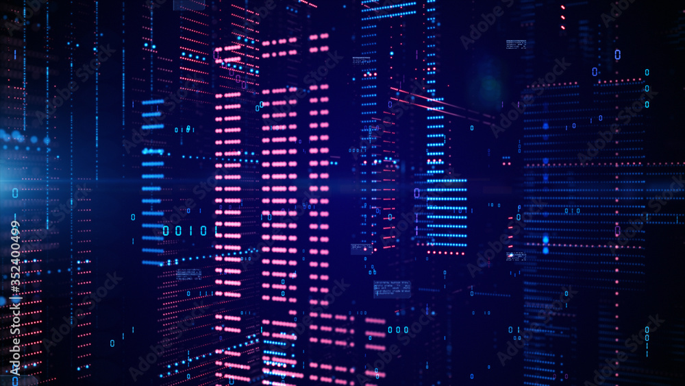 Poster digital cyberspace and data network connections. transfer digital data high-speed internet. technolo
