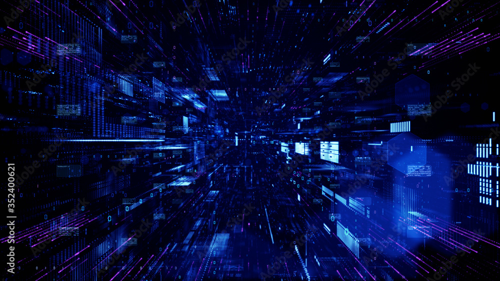Poster digital cyberspace and data network connections. transfer digital data high-speed internet. technolo
