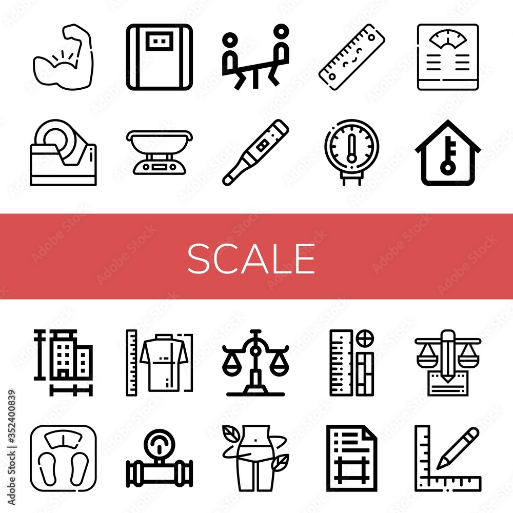 Poster scale simple icons set