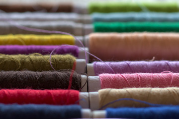 rolls of colored thread