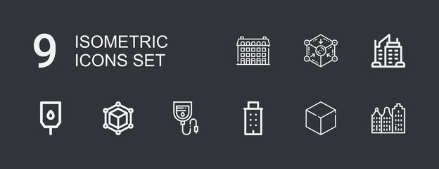 Editable 9 isometric icons for web and mobile