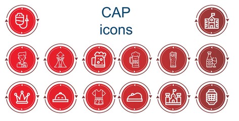 Editable 14 cap icons for web and mobile