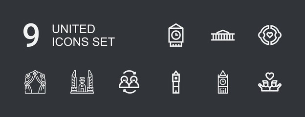 Editable 9 united icons for web and mobile