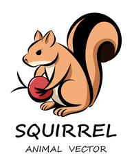 Vector illustration on a white background of a squirrel. Suitable for making logo. It is a cute cartoon