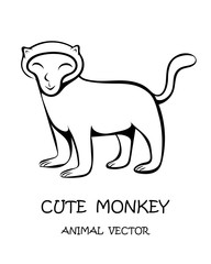 Vector illustration cartoon on a white background of a cute monkey.