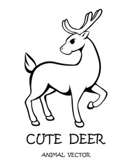 Vector illustration cartoon on a white background of a cute deer.