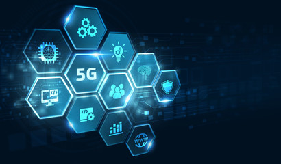 The concept of 5G network, high-speed mobile Internet, new generation networks. Business, modern technology, internet and networking concept.