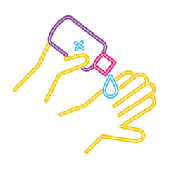 hands sanitizer, bottle of desinfectant, line style icon vector illustration design