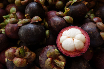 Close up of mangosteen fruits for background