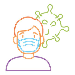 man using protective surgical mask for covid 19 prevention vector illustration design