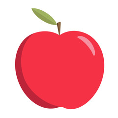 Red apple with green leaf and branch vector illustration