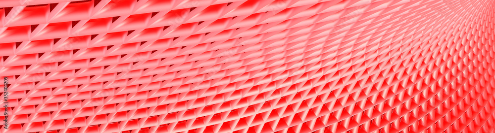 Poster 3d illustration, of red abstract mesh design background, triangular texture, wide panoramic for wall