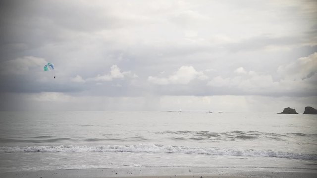 Beach in the Caribbean with parasail