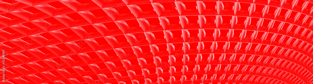 Poster 3d illustration, of red abstract mesh design background, triangular texture, wide panoramic for wall