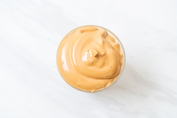 Iced Dalgona Coffee, a trendy fluffy creamy whipped coffee