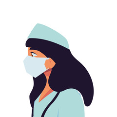 Woman doctor with uniform and mask vector design