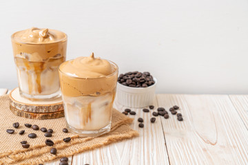 Iced Dalgona Coffee, a trendy fluffy creamy whipped coffee