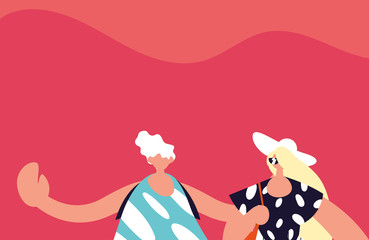 Urban woman and man cartoon with casual cloth vector design