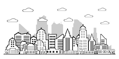 City landscape.Downtown landscape with high Urban life Vector illustration