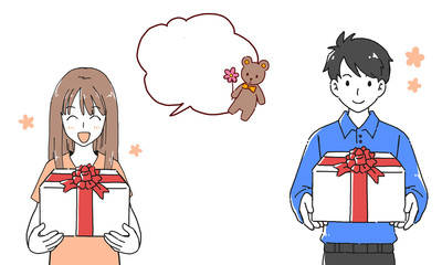 父の日　プレゼントを渡す子どものイラスト
