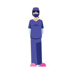 Woman doctor with uniform and mask vector design