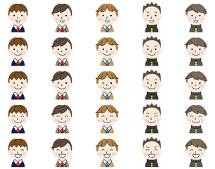 学生_男子_制服_笑顔_アイコン