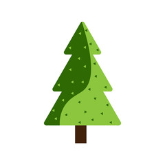 Spruce. Christmas tree, coniferous. Element for greeting card, holiday poster or party invitation, stickers.