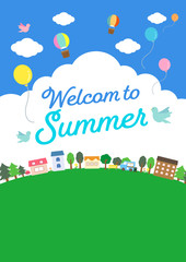 家と自然のある風景（夏）