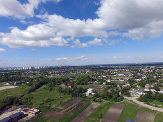 Fototapeta na wymiar Aerial view of the saburb landscape (drone image). Near Kiev 