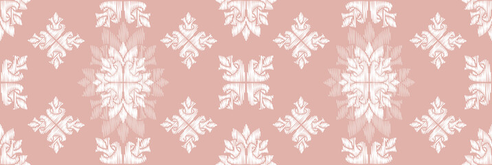 Flower damask ornate seamless pattern. Vector surface design for fabric, apparel textile, book, interior, wallpaper