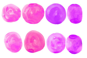 watercolor set of pink circles paint isolated on white background. covers highlights social media