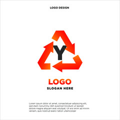 Y recycle logo icon design template sign