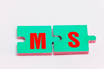 puzzle pieces with the abbreviation MS