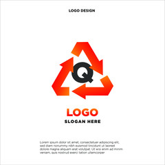 Q recycle logo icon design template sign