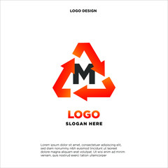 M recycle logo icon design template sign