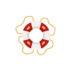 Cartoon lifebuoy ring with ropes, rescue buoy or lifesaver