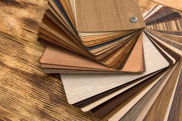 Fototapeta na wymiar Sample of wood laminated chipboard for furniture design.