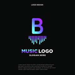 Music Letter logo template. Letter B. Vector Illustration. music logo design inspiration. music icon design template.