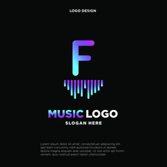 Music Letter logo template. Letter M. Vector Illustration. music logo design inspiration. music icon design template.
