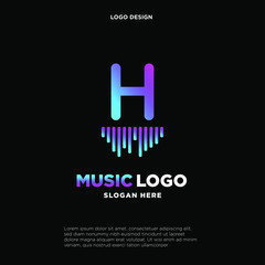 Fototapeta premium Music Letter logo template. Letter M. Vector Illustration. music logo design inspiration. music icon design template.