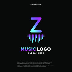 Music Letter logo template. Letter M. Vector Illustration. music logo design inspiration. music icon design template.