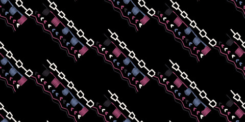 Seamless hand drawn geometric pattern with national striped color  background. Ornamental traditional, ethnic. Great for fabric and textile, wallpaper