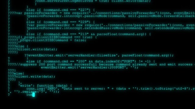 Hacker code running down a computer screen terminal