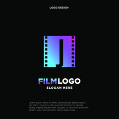 Letter J initial logo for Cinema film and videography design template