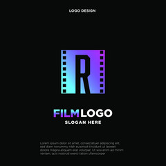 Letter R initial logo for Cinema film and videography design template