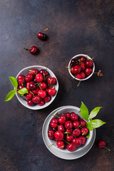 Top view of sweet fresh cherry