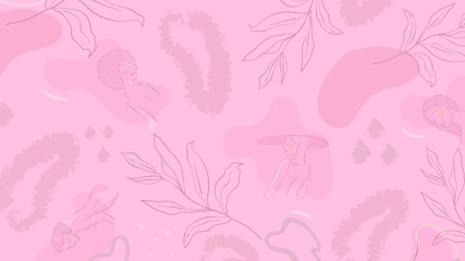 Fototapeta na wymiar Pink botanical patterned background vector