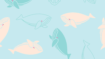 Hand drawn underwater animals seamless pattern vector