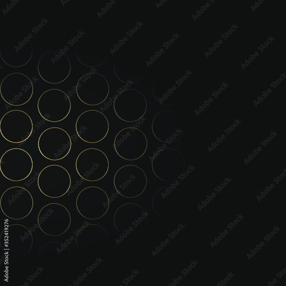 Poster seamless gold circle grid pattern on black background vector